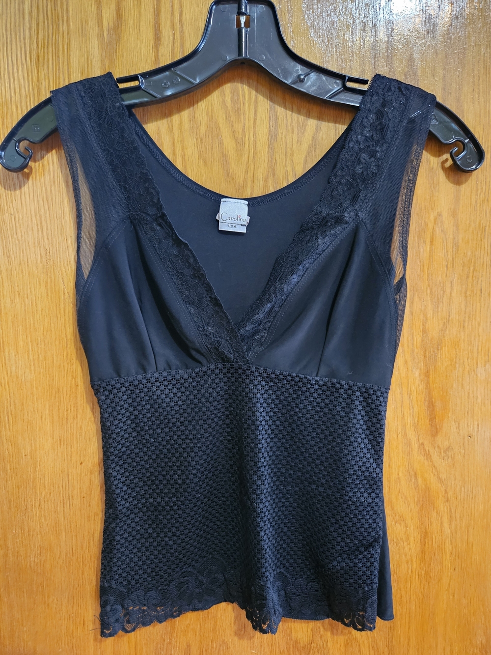 Caroline Black Lace-Detail Women's Camisole